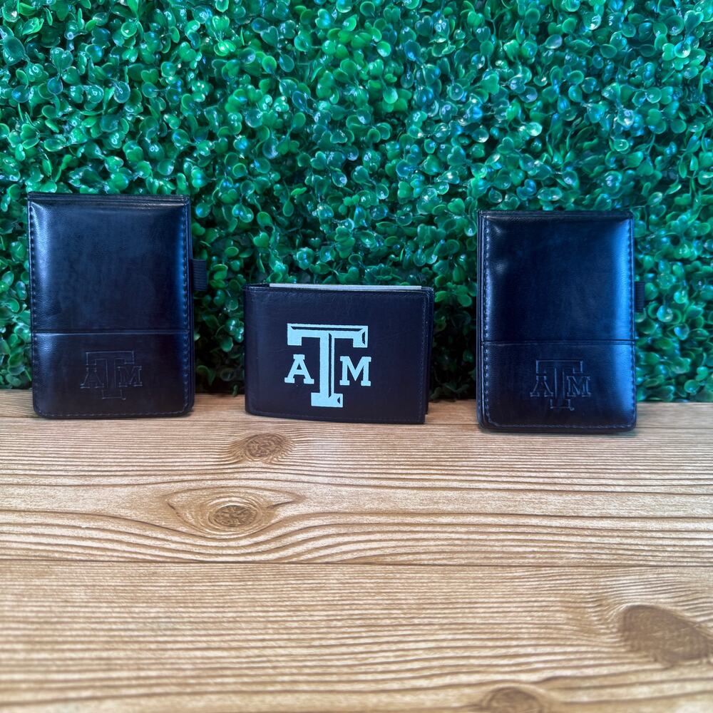 Texas A&M Aggies Mens Black Leather Wallet Bundle One Wallet Two Notebooks